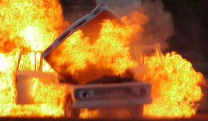 car exploding